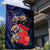 Pasifika Festival Garden Flag Plumeria Turtles with Hibiscus - Polynesian Art Tattoo Dark Navy Color