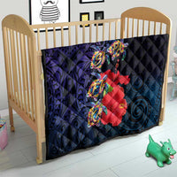 Pasifika Festival Quilt Plumeria Turtles with Hibiscus - Polynesian Art Tattoo Dark Navy Color