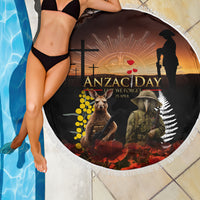 New Zealand and Australia ANZAC Day Beach Blanket Kiwi Bird and Kangaroo Soldier LT03 - Polynesian Pride