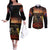 New Zealand and Australia ANZAC Day Couples Matching Off The Shoulder Long Sleeve Dress and Long Sleeve Button Shirt Kiwi Bird and Kangaroo Soldier LT03 Black - Polynesian Pride