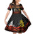 New Zealand and Australia ANZAC Day Family Matching Off Shoulder Short Dress and Hawaiian Shirt Kiwi Bird and Kangaroo Soldier LT03 Daughter's Dress Black - Polynesian Pride