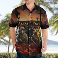 New Zealand and Australia ANZAC Day Hawaiian Shirt Kiwi Bird and Kangaroo Soldier LT03 - Polynesian Pride