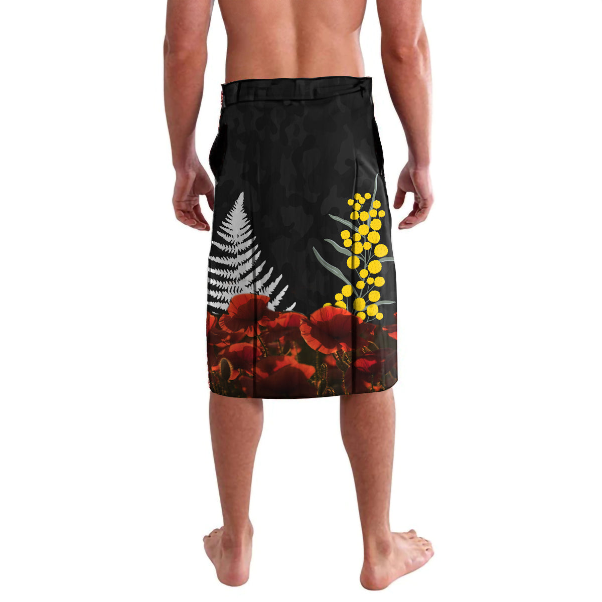 New Zealand and Australia ANZAC Day Lavalava Kiwi Bird and Kangaroo Soldier LT03 - Polynesian Pride