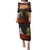 New Zealand and Australia ANZAC Day Puletasi Kiwi Bird and Kangaroo Soldier LT03 Long Dress Black - Polynesian Pride