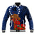 Cook Island ANZAC Day Baseball Jacket Soldier Paying Respect We Shall Remember Them LT03 Unisex Blue - Polynesian Pride