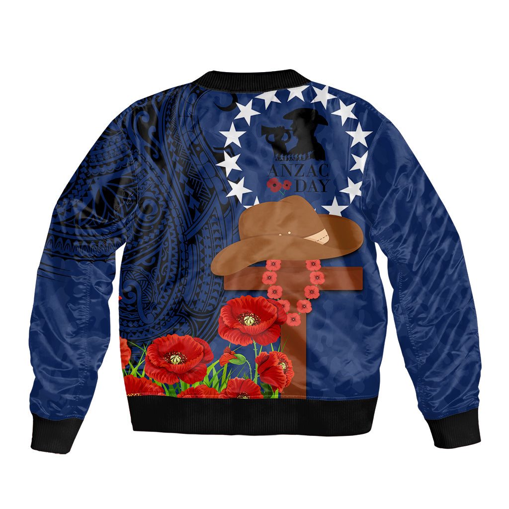 Cook Island ANZAC Day Bomber Jacket Soldier Paying Respect We Shall Remember Them LT03 - Polynesian Pride