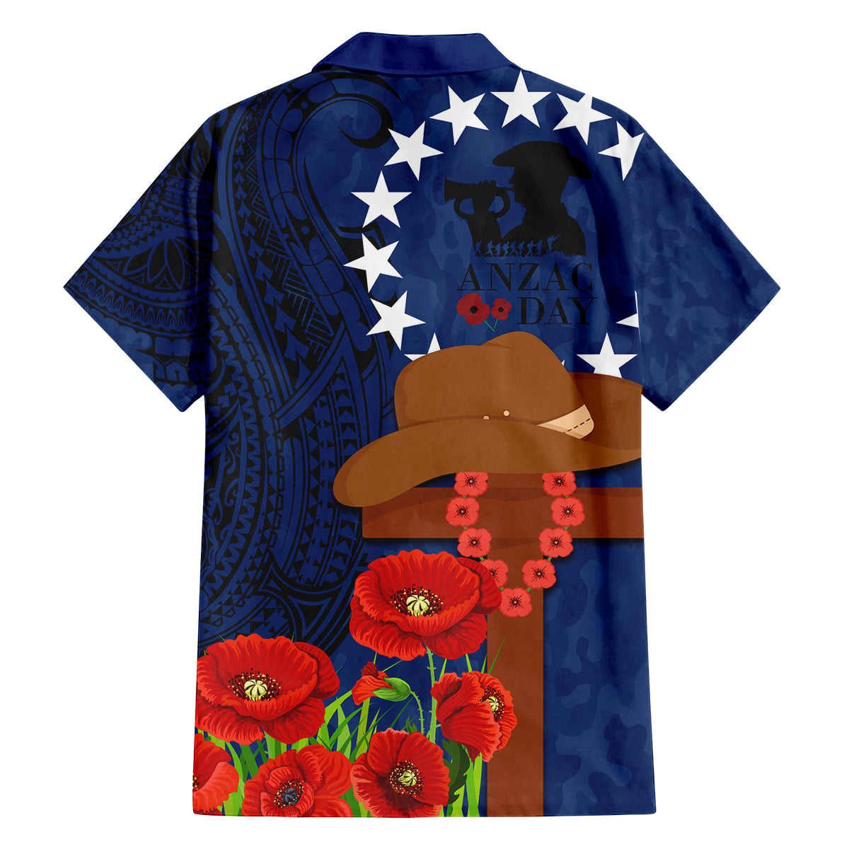 Cook Island ANZAC Day Family Matching Puletasi and Hawaiian Shirt Soldier Paying Respect We Shall Remember Them LT03 - Polynesian Pride
