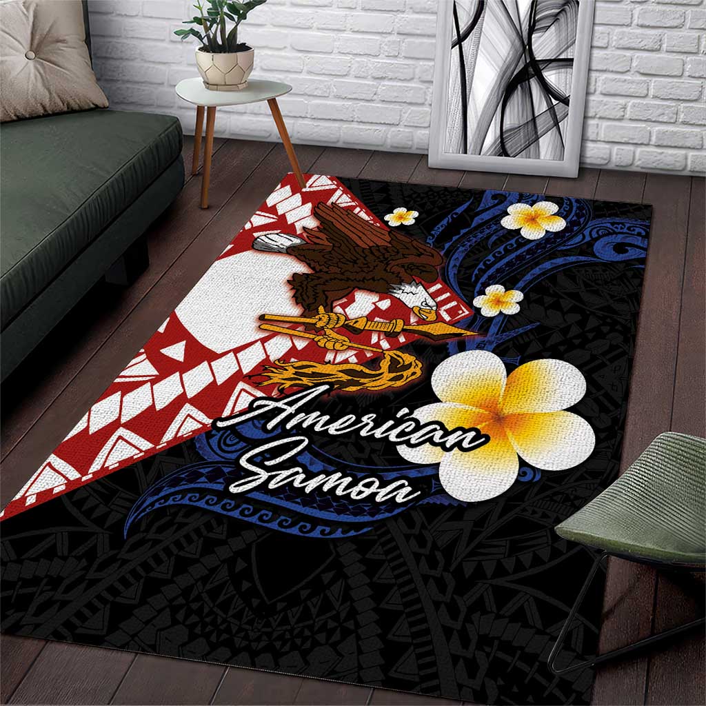 American Samoa Flag Day Area Rug Polynesian Tatau Art and Plumeria