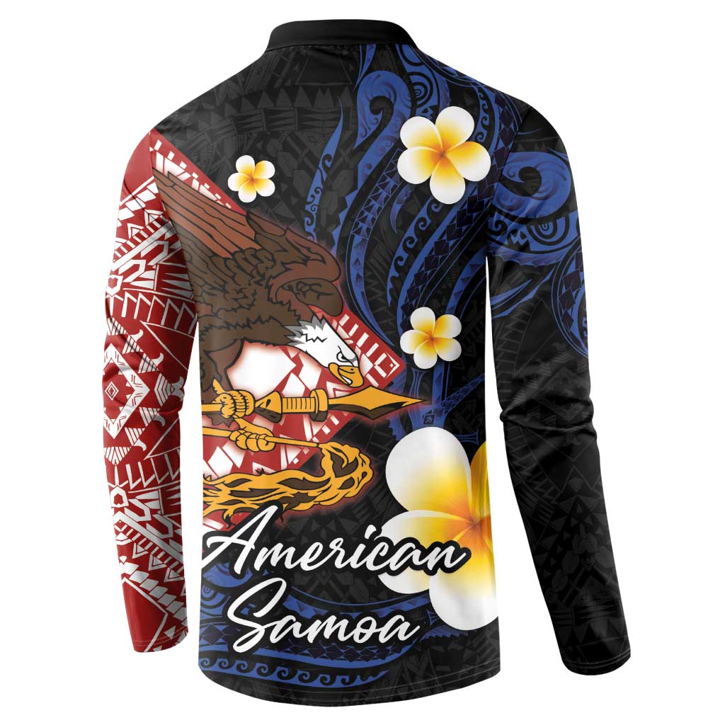 American Samoa Flag Day Button Sweatshirt Polynesian Tatau Art and Plumeria
