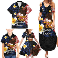 American Samoa Flag Day Family Matching Summer Maxi Dress and Hawaiian Shirt Polynesian Tatau Art and Plumeria