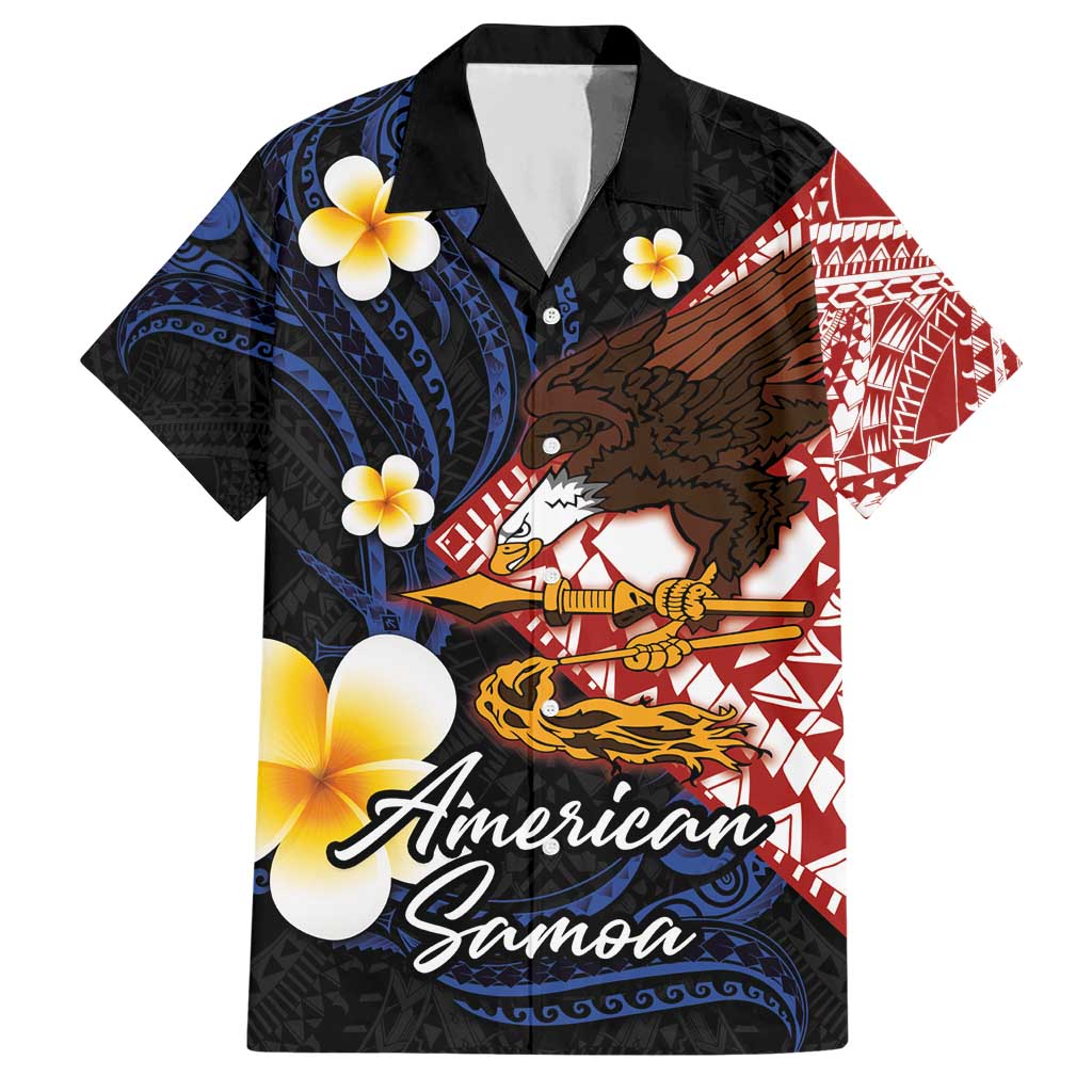 American Samoa Flag Day Hawaiian Shirt Polynesian Tatau Art and Plumeria