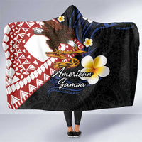 American Samoa Flag Day Hooded Blanket Polynesian Tatau Art and Plumeria
