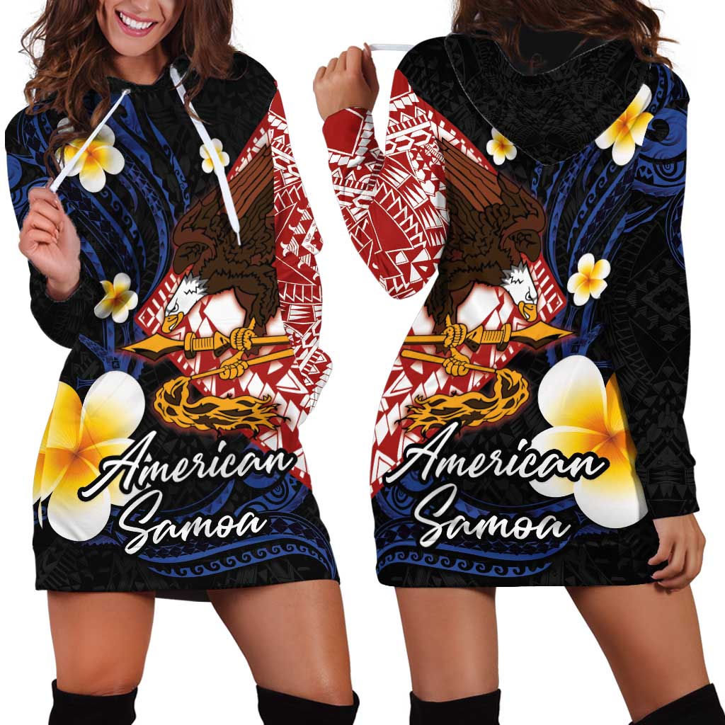 American Samoa Flag Day Hoodie Dress Polynesian Tatau Art and Plumeria