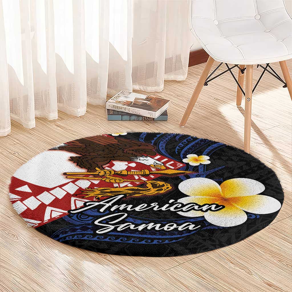 American Samoa Flag Day Round Carpet Polynesian Tatau Art and Plumeria
