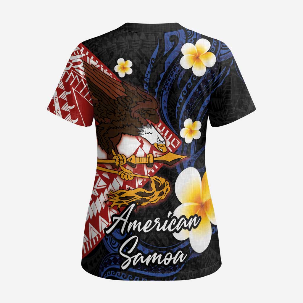 American Samoa Flag Day Scrub Top Polynesian Tatau Art and Plumeria LT03 - Polynesian Pride