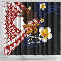 American Samoa Flag Day Shower Curtain Polynesian Tatau Art and Plumeria