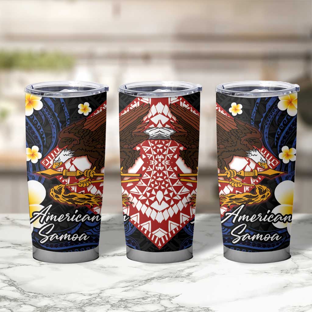 American Samoa Flag Day Tumbler Cup Polynesian Tatau Art and Plumeria