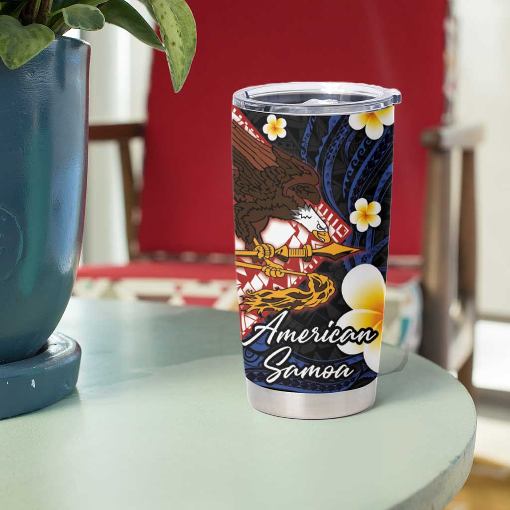 American Samoa Flag Day Tumbler Cup Polynesian Tatau Art and Plumeria
