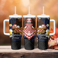 American Samoa Flag Day Tumbler With Handle Polynesian Tatau Art and Plumeria