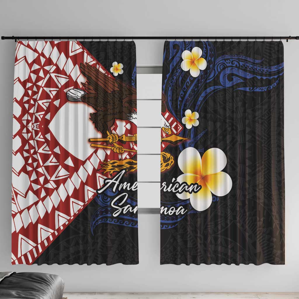 American Samoa Flag Day Window Curtain Polynesian Tatau Art and Plumeria