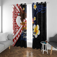 American Samoa Flag Day Window Curtain Polynesian Tatau Art and Plumeria