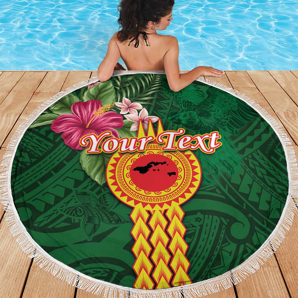 Personalised Manuʻa Islands Beach Blanket Polynesian Style with Rooster Tattoo and Tropical Plants LT03 - Polynesian Pride