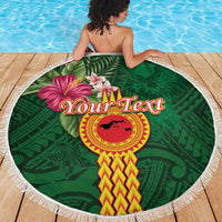 Personalised Manuʻa Islands Beach Blanket Polynesian Style with Rooster Tattoo and Tropical Plants LT03 - Polynesian Pride