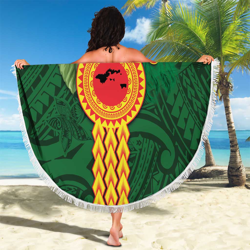 Personalised Manuʻa Islands Beach Blanket Polynesian Style with Rooster Tattoo and Tropical Plants LT03 - Polynesian Pride