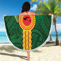 Personalised Manuʻa Islands Beach Blanket Polynesian Style with Rooster Tattoo and Tropical Plants LT03 - Polynesian Pride