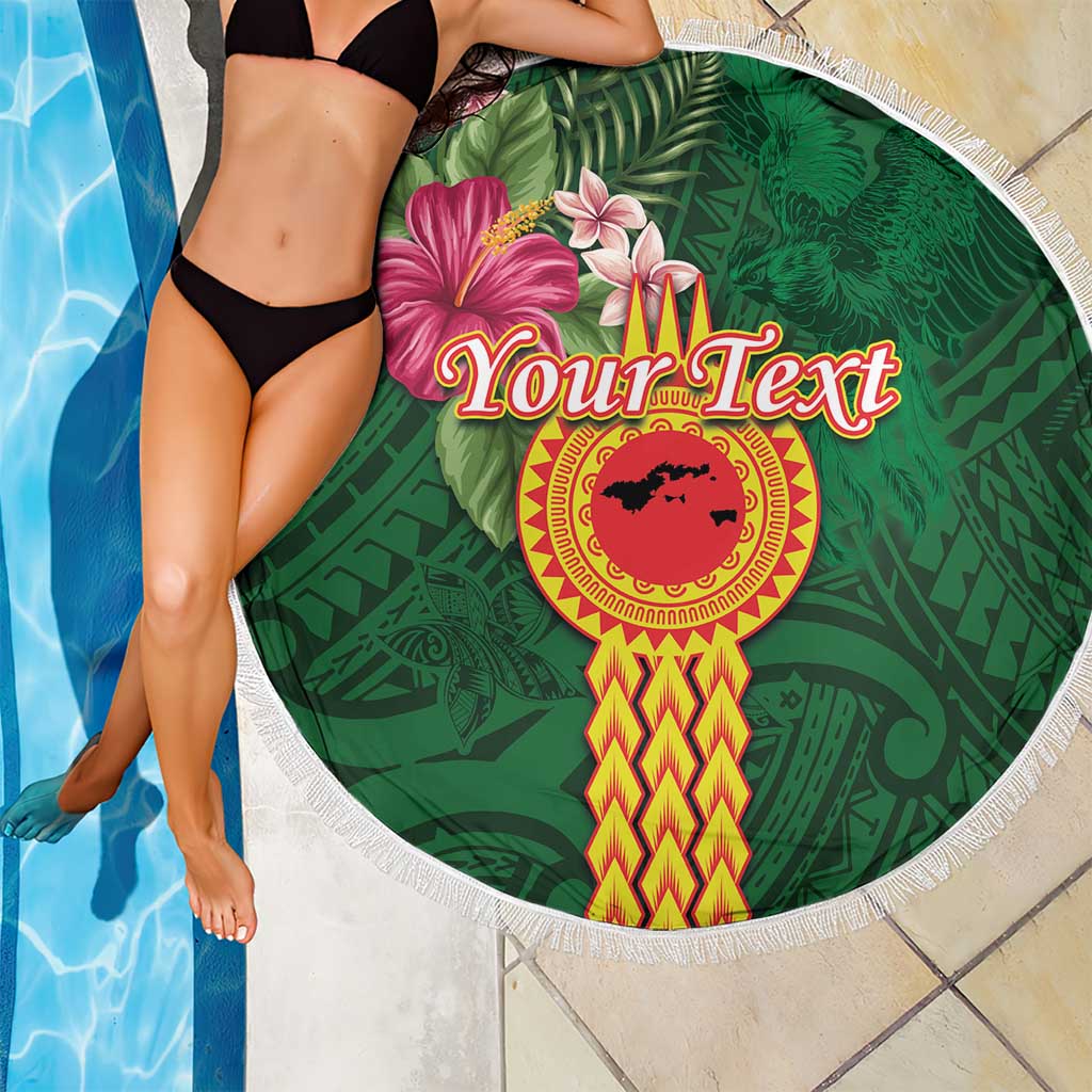 Personalised Manuʻa Islands Beach Blanket Polynesian Style with Rooster Tattoo and Tropical Plants LT03 - Polynesian Pride