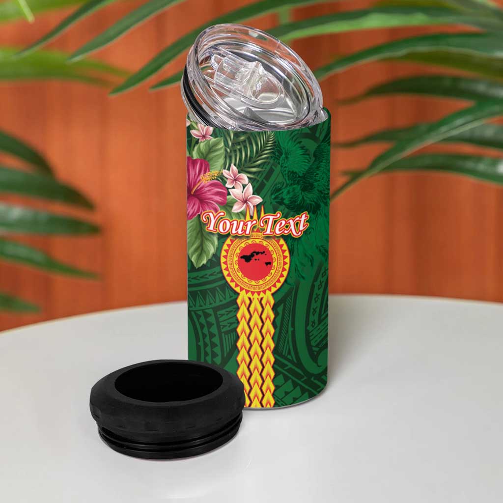 Personalised Manuʻa 4 in 1 Can Cooler Tumbler Polynesian Style with Rooster Tattoo and Tropical Plants LT03 - Polynesian Pride