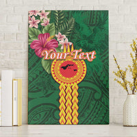 Personalised Manuʻa Islands Canvas Wall Art Polynesian Style with Rooster Tattoo and Tropical Plants LT03 Without Frame Green - Polynesian Pride