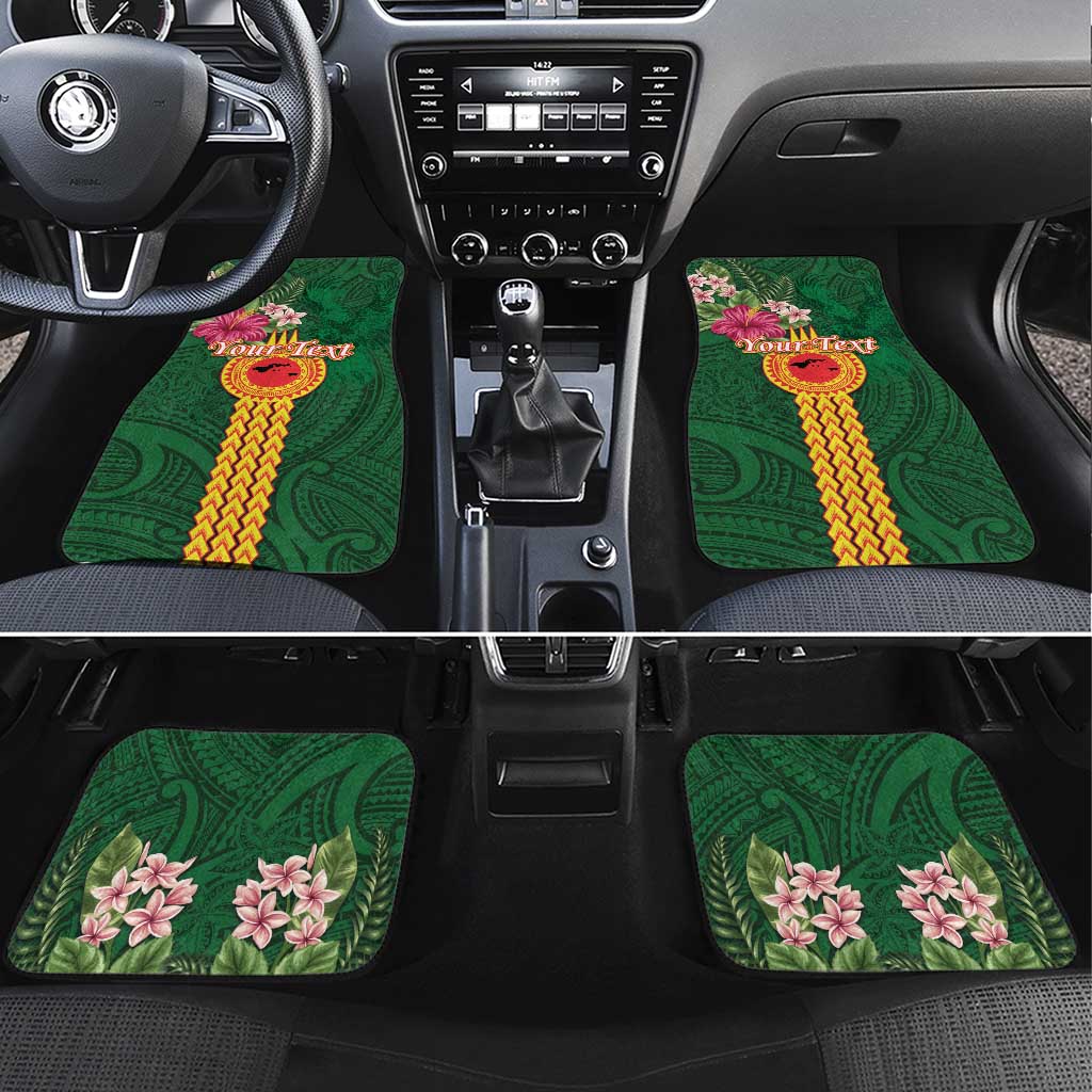 Personalised Manuʻa Islands Car Mats Polynesian Style with Rooster Tattoo and Tropical Plants LT03 Set 4pcs Green - Polynesian Pride