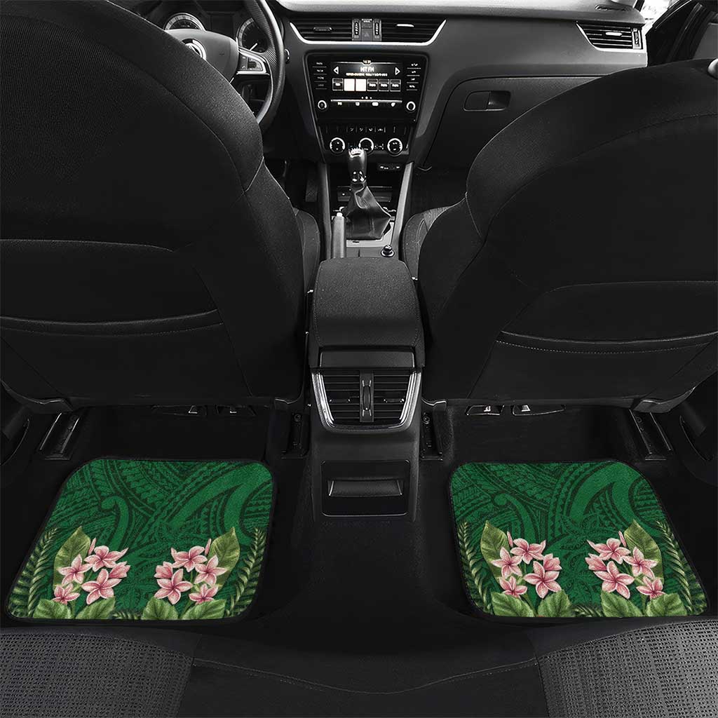 Manuʻa Islands Car Mats Polynesian Style with Rooster Tattoo and Tropical Plants