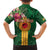 Manuʻa Islands Family Matching Off Shoulder Maxi Dress and Hawaiian Shirt Polynesian Style with Rooster Tattoo and Tropical Plants