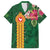 Manuʻa Islands Family Matching Off Shoulder Maxi Dress and Hawaiian Shirt Polynesian Style with Rooster Tattoo and Tropical Plants