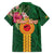 Manuʻa Islands Family Matching Off Shoulder Maxi Dress and Hawaiian Shirt Polynesian Style with Rooster Tattoo and Tropical Plants