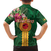 Manuʻa Islands Family Matching Short Sleeve Bodycon Dress and Hawaiian Shirt Polynesian Style with Rooster Tattoo and Tropical Plants