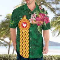 Personalised Manuʻa Islands Hawaiian Shirt Polynesian Style with Rooster Tattoo and Tropical Plants LT03 - Polynesian Pride