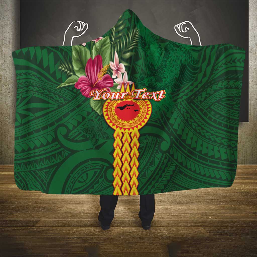 Personalised Manuʻa Islands Hooded Blanket Polynesian Style with Rooster Tattoo and Tropical Plants LT03 - Polynesian Pride