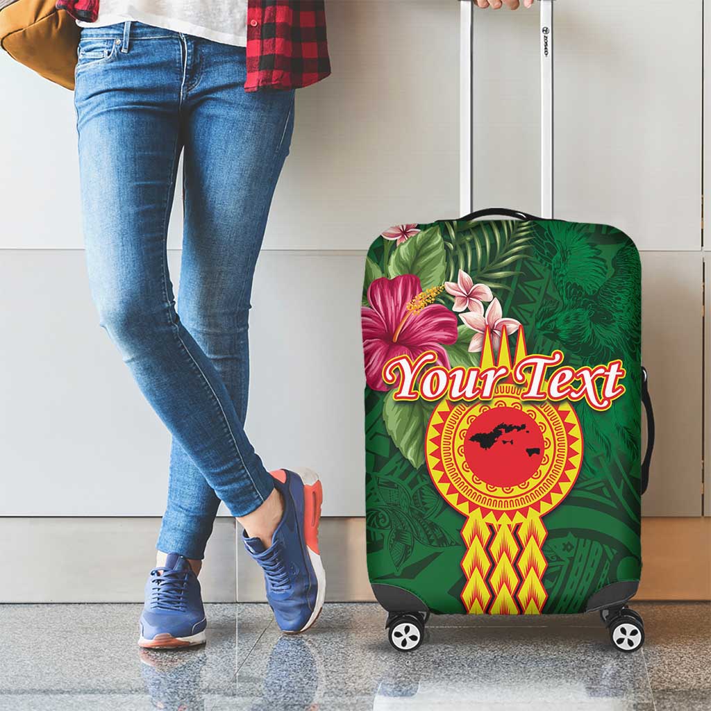 Manuʻa Islands Luggage Cover Polynesian Style with Rooster Tattoo and Tropical Plants