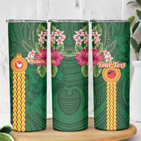 Manu'a Skinny Tumbler Polynesian Style with Rooster Tattoo and Tropical Plants