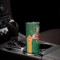 Manu'a Skinny Tumbler Polynesian Style with Rooster Tattoo and Tropical Plants
