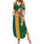 Manuʻa Islands Summer Maxi Dress Polynesian Style with Rooster Tattoo and Tropical Plants