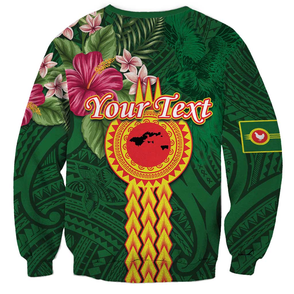 Personalised Manuʻa Islands Sweatshirt Polynesian Style with Rooster Tattoo and Tropical Plants LT03 - Polynesian Pride