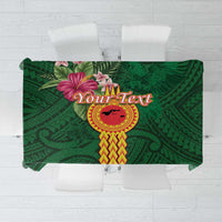 Personalised Manuʻa Islands Tablecloth Polynesian Style with Rooster Tattoo and Tropical Plants LT03 Green - Polynesian Pride