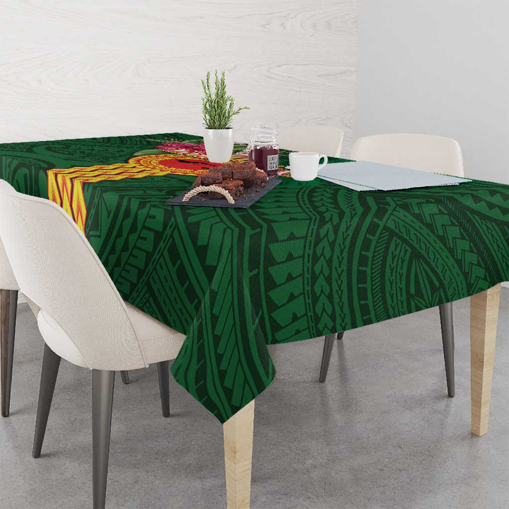 Personalised Manuʻa Islands Tablecloth Polynesian Style with Rooster Tattoo and Tropical Plants LT03 - Polynesian Pride