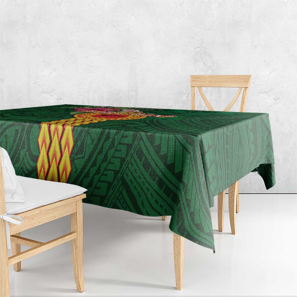 Personalised Manuʻa Islands Tablecloth Polynesian Style with Rooster Tattoo and Tropical Plants LT03 - Polynesian Pride