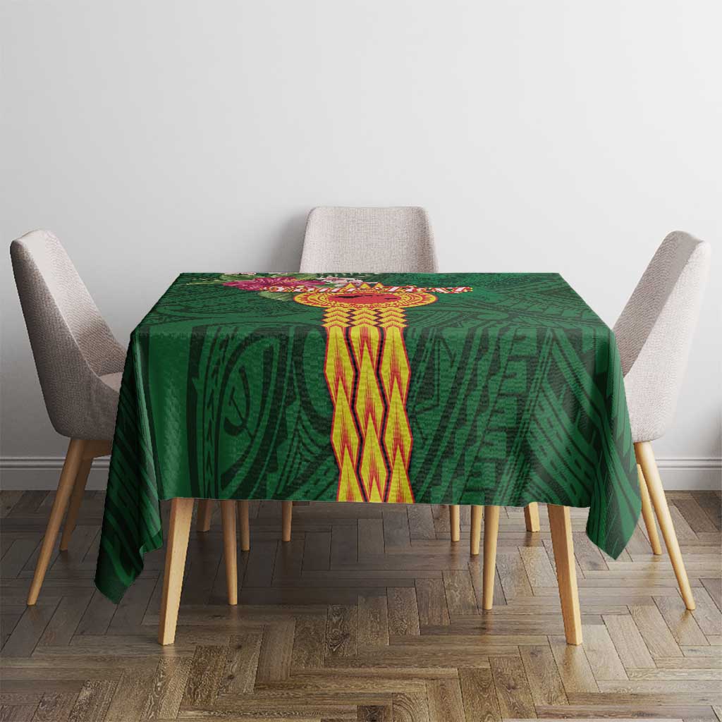 Personalised Manuʻa Islands Tablecloth Polynesian Style with Rooster Tattoo and Tropical Plants LT03 - Polynesian Pride