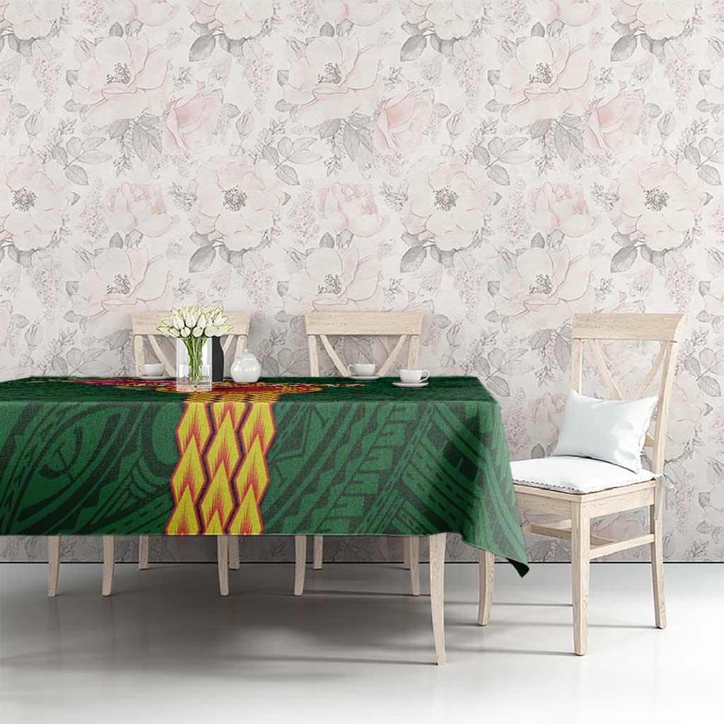 Personalised Manuʻa Islands Tablecloth Polynesian Style with Rooster Tattoo and Tropical Plants LT03 - Polynesian Pride